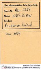 Etiketten zu Obsidian (NHMW-MIN-Ab5994)